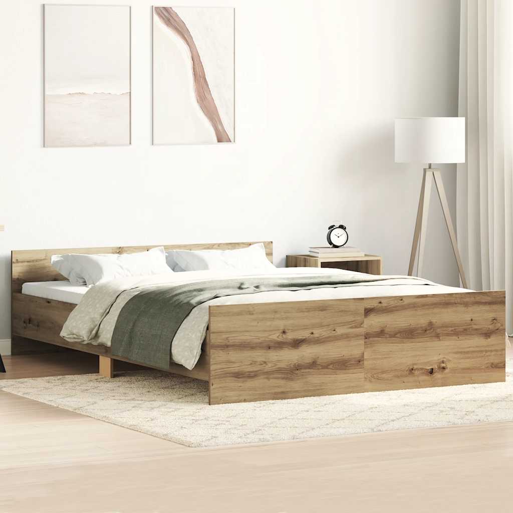 vidaXL Bed Frame without Mattress Artisan Oak 140x200cm Engineered Wood