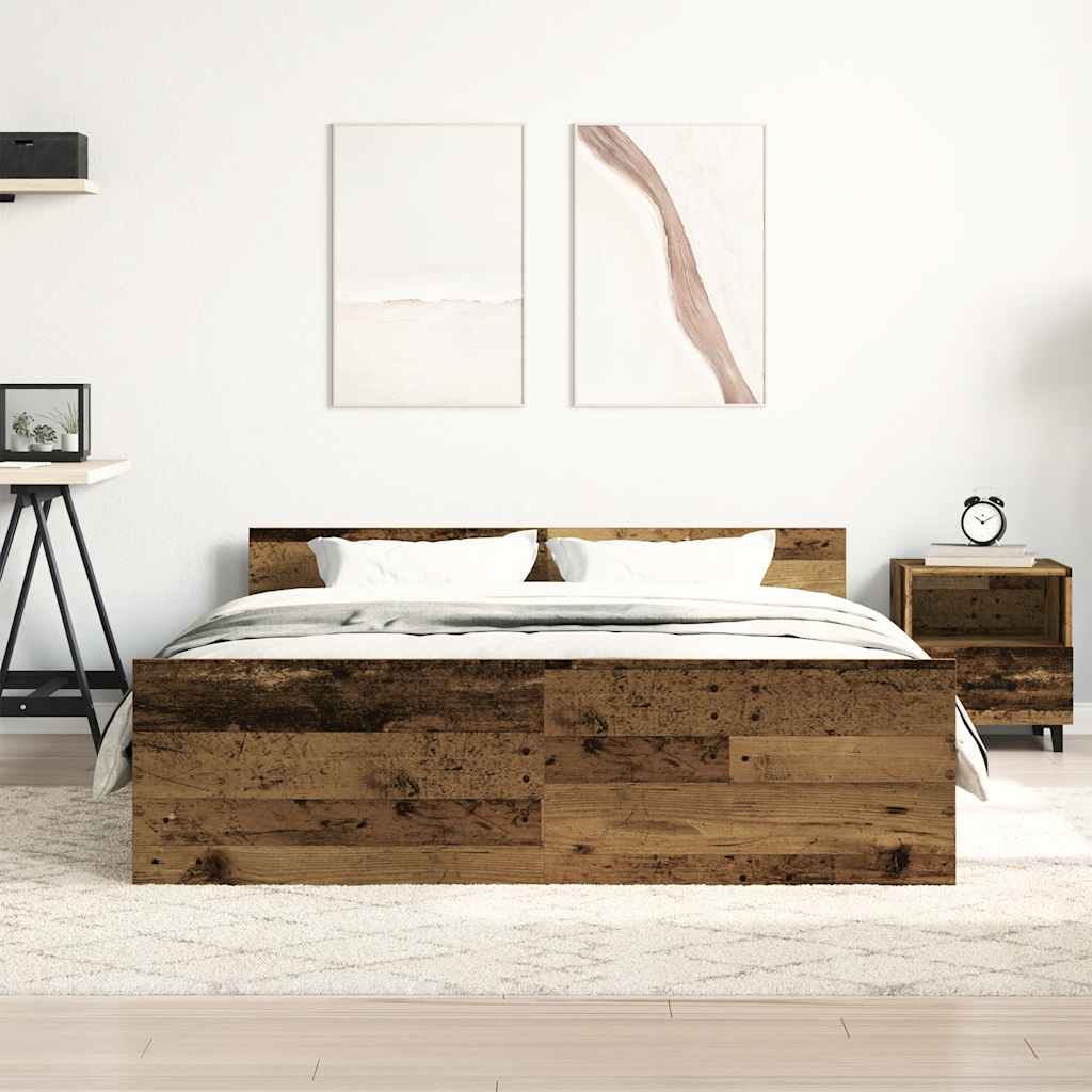 Bed Frame | Old wood | Engineered wood | 150 x 200 cm | Durable