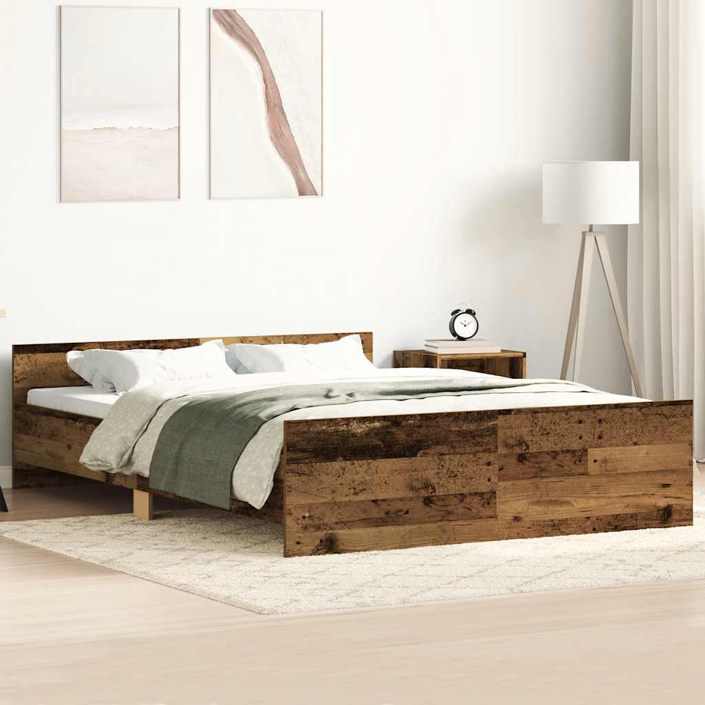 Bed Frame | Old wood | Engineered wood | 150 x 200 cm | Durable