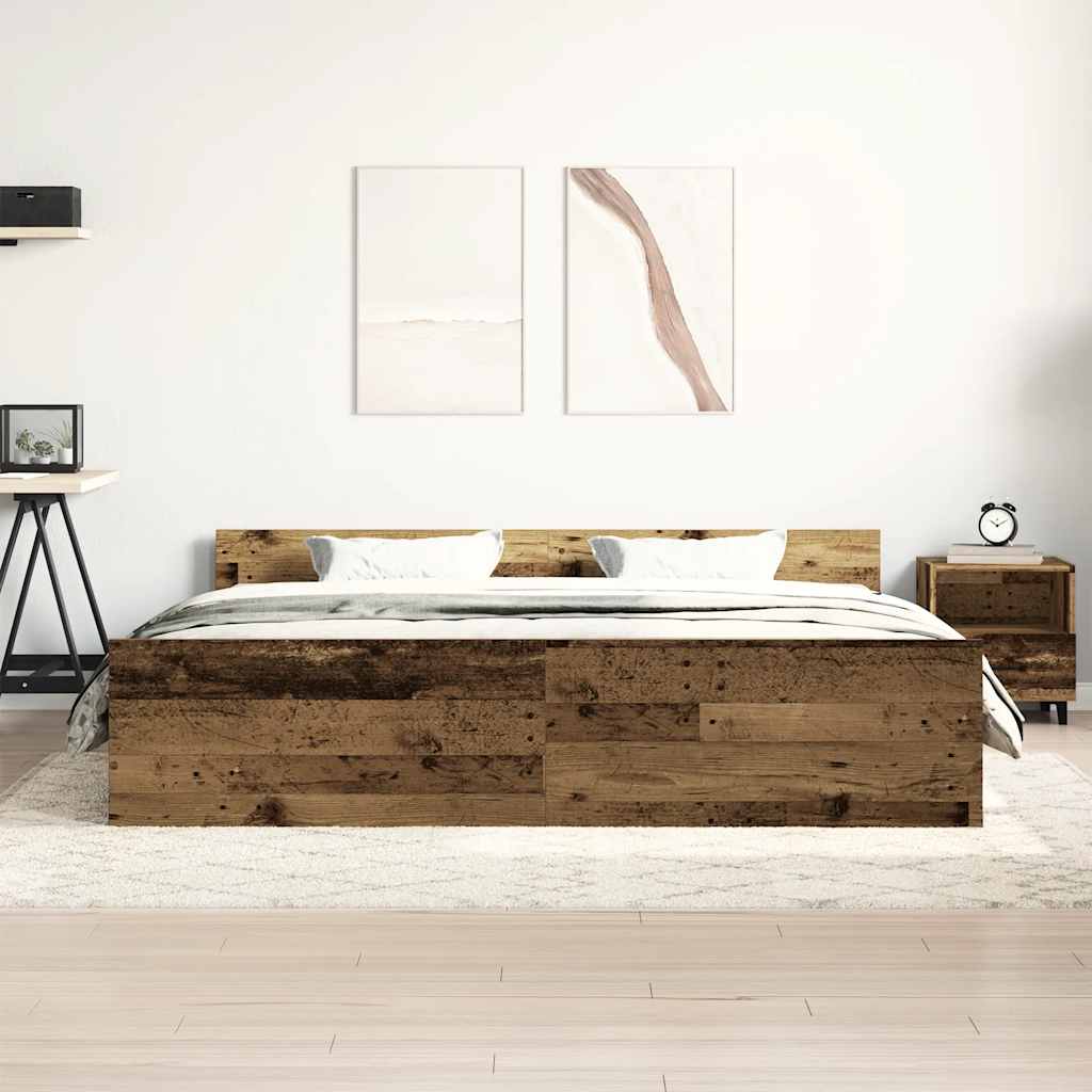 Bed Frame without Mattress Old Wood 160x200cm Engineered Wood