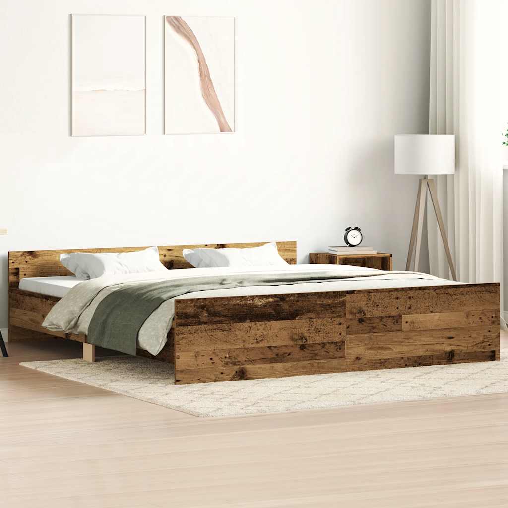 Bed Frame without Mattress Old Wood 180x200cm Engineered Wood