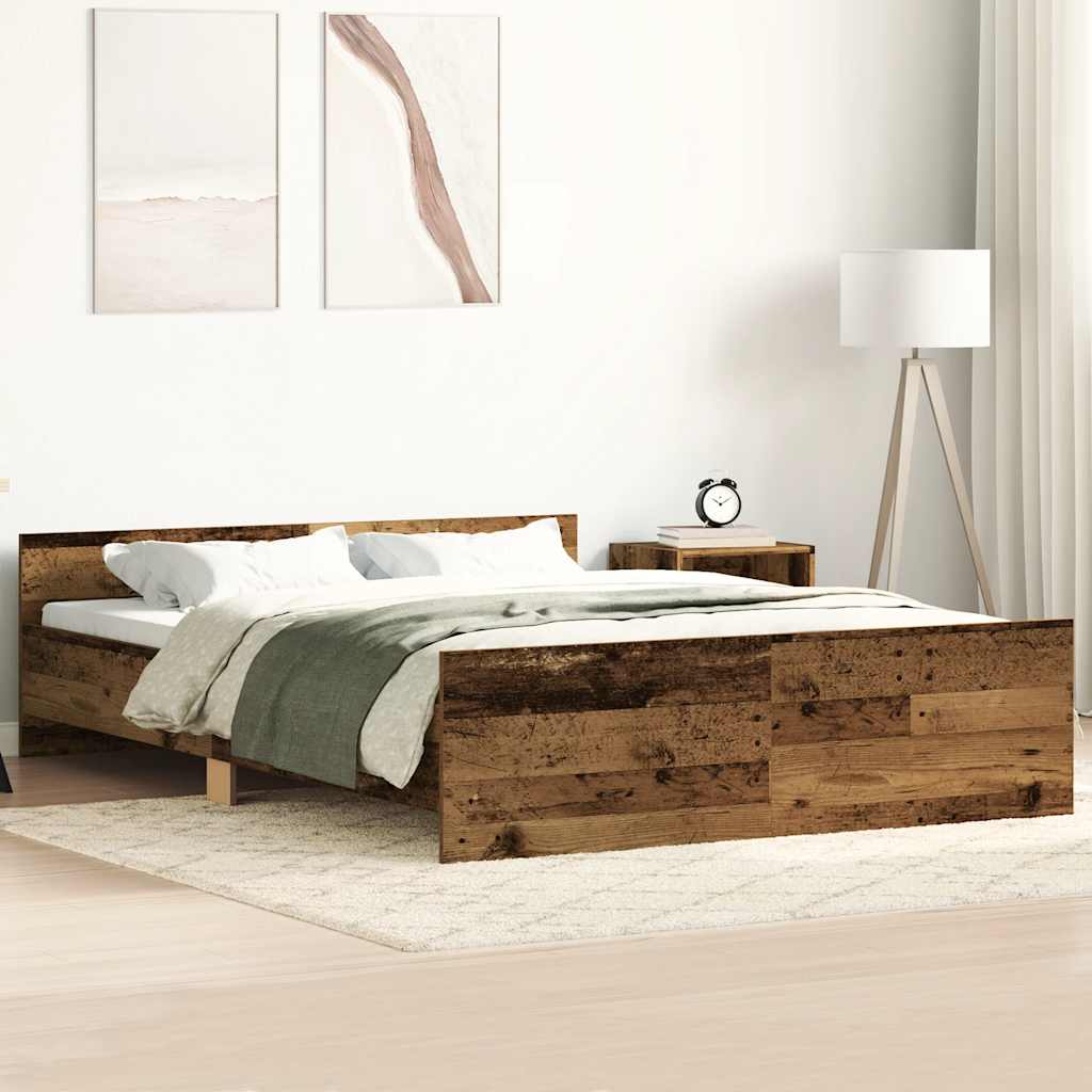 Bed Frame without Mattress Old Wood 140x190cm Engineered Wood