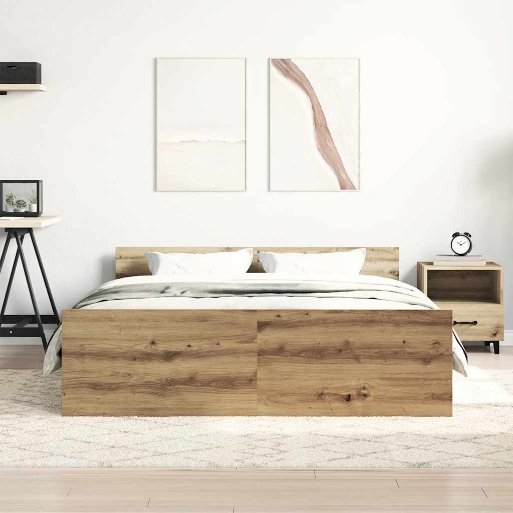 Bed Frame | Artisan Oak | Engineered wood, Solid Pinewood, Plywood Slats