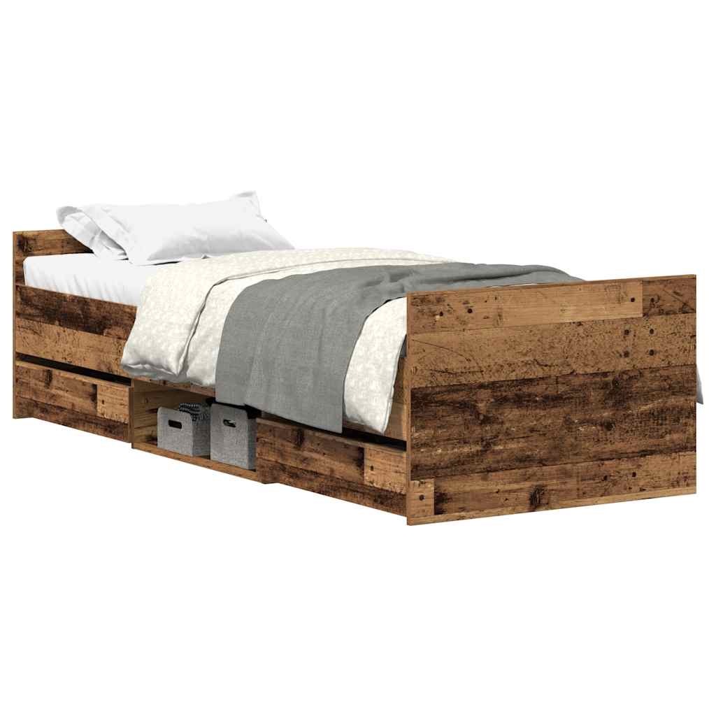 vidaXL Bed Frame without Mattress Old Wood 100x200cm Engineered Wood