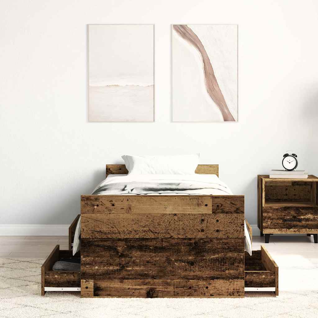 vidaXL Bed Frame without Mattress Old Wood 100x200cm Engineered Wood