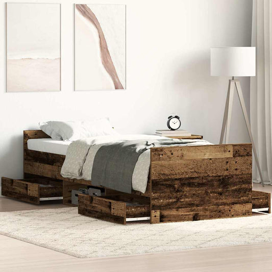 vidaXL Bed Frame without Mattress Old Wood 100x200cm Engineered Wood