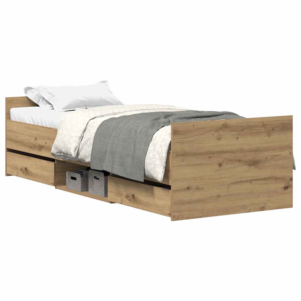 vidaXL Bed Frame without Mattress Artisan Oak 100x200cm Engineered Wood