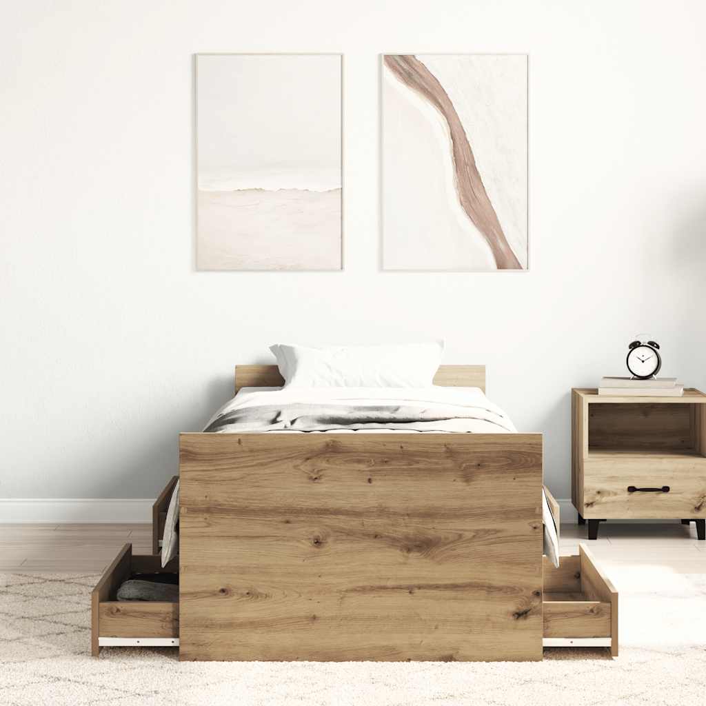 vidaXL Bed Frame without Mattress Artisan Oak 100x200cm Engineered Wood