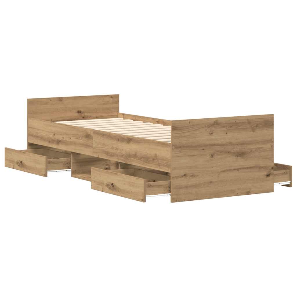 vidaXL Bed Frame without Mattress Artisan Oak 100x200cm Engineered Wood