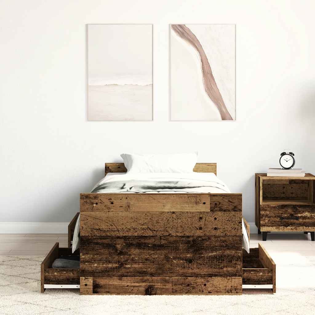 vidaXL Bed Frame without Mattress Old Wood 90x200cm Engineered Wood