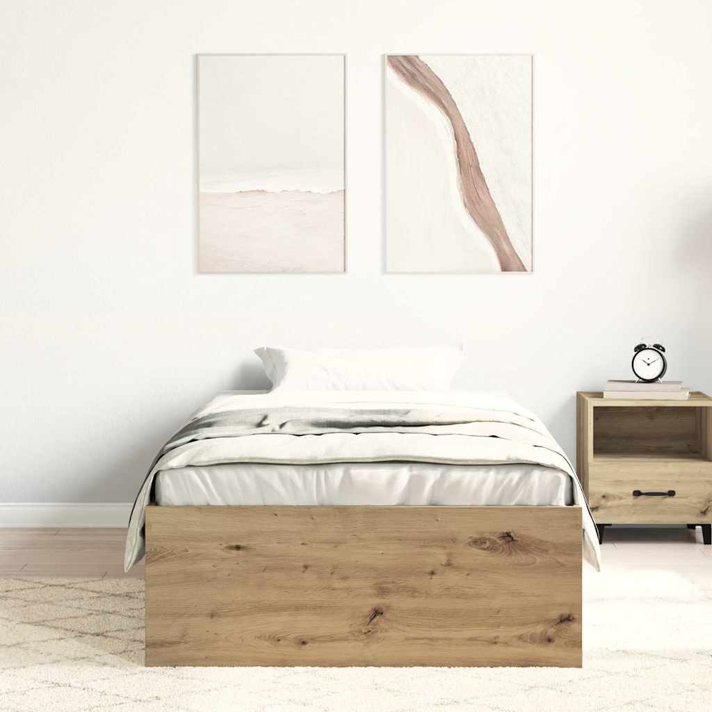 Bed Frame without Mattress Artisan Oak 90x190 cm Single Engineered Wood