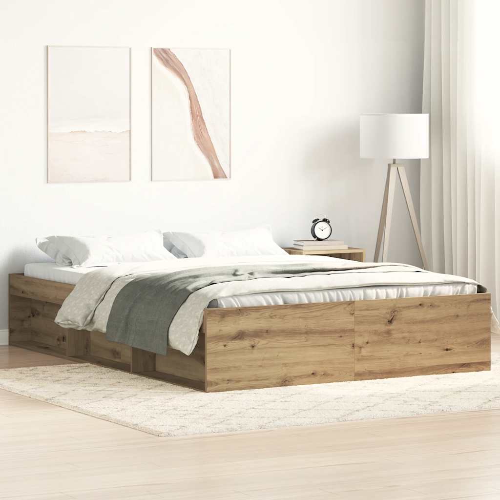 Bed Frame without Mattress Artisan Oak 120x190cm Small Double Engineered Wood
