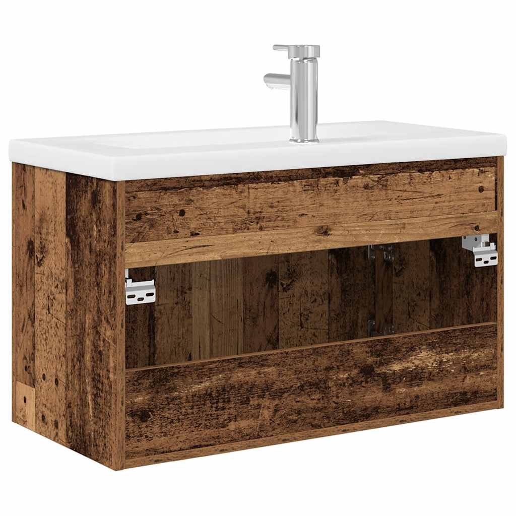 vidaXL Sink Cabinet with Built-in Basin and Faucet Old Wood