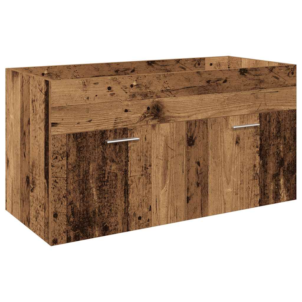 Sink Cabinet with Built-in Basin Old Wood Engineered Wood
