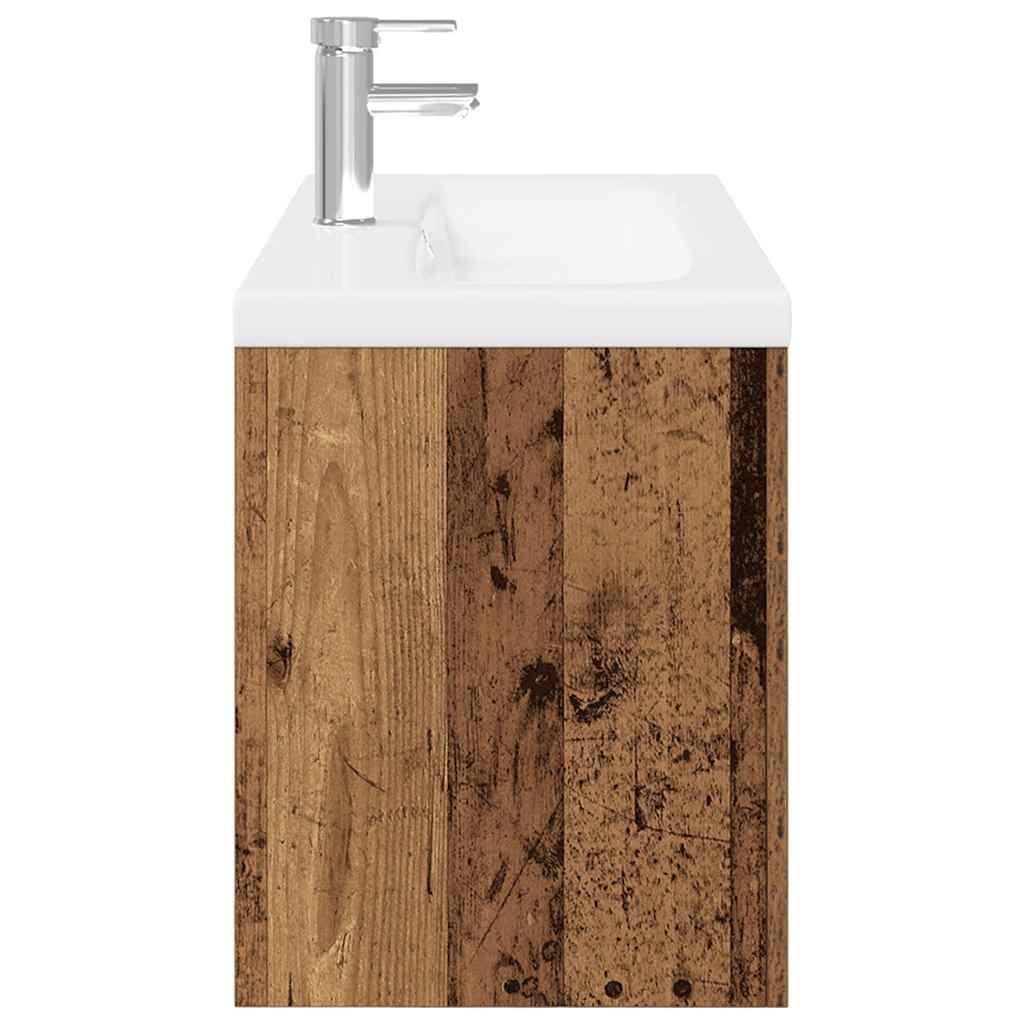 Sink Cabinet with Built-in Basin Old Wood Engineered Wood