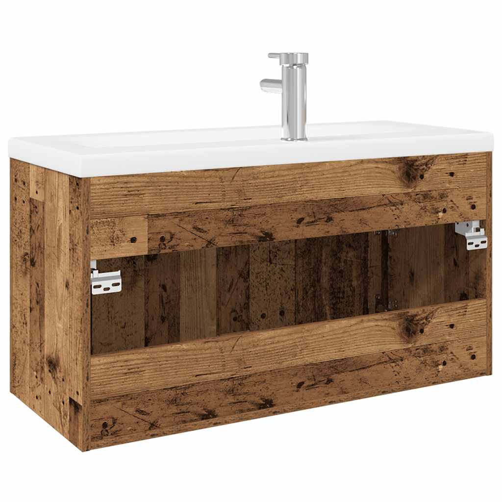 vidaXL Sink Cabinet with Built-in Basin Old Wood Engineered Wood