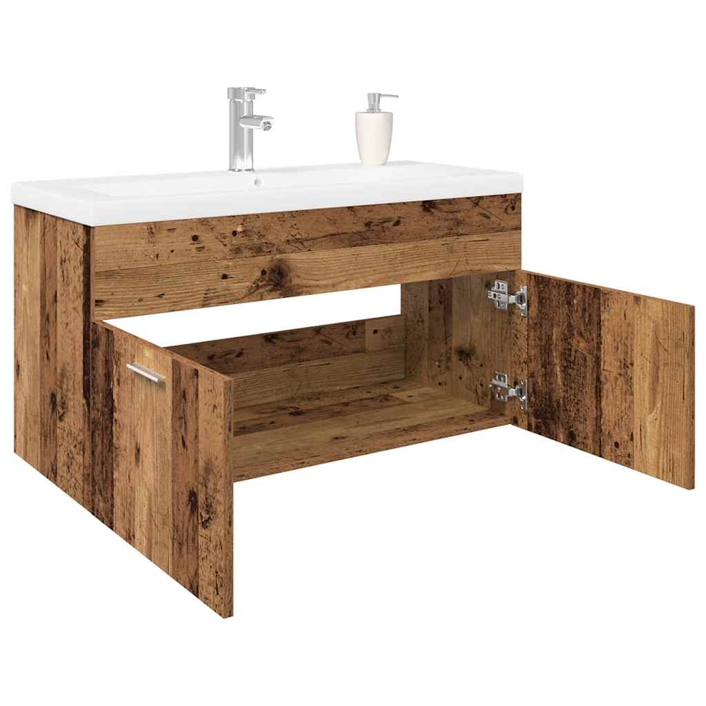 vidaXL Sink Cabinet with Built-in Basin Old Wood Engineered Wood