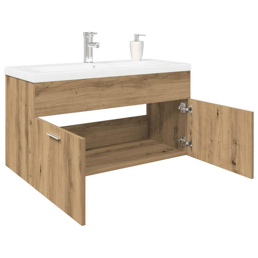 vidaXL Sink Cabinet with Built-in Basin Artisan Oak Engineered Wood