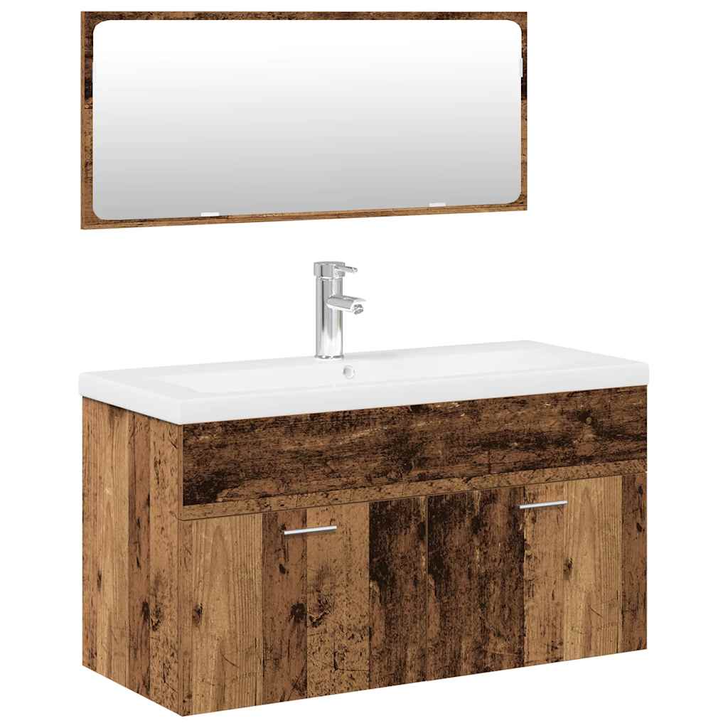 vidaXL 3 Piece Bathroom Furniture Set Old Wood Engineered Wood