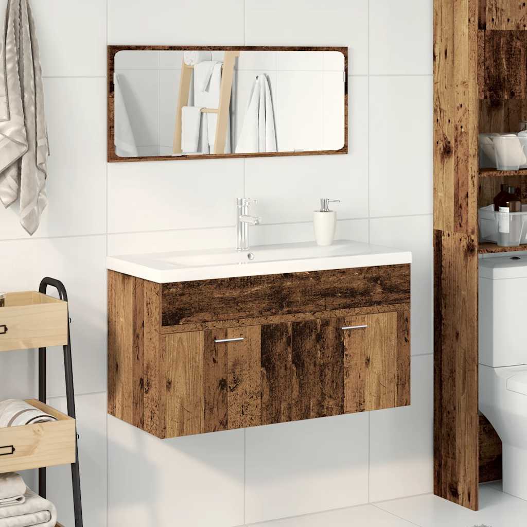 3 Piece Bathroom Furniture Set Old Wood Engineered Wood