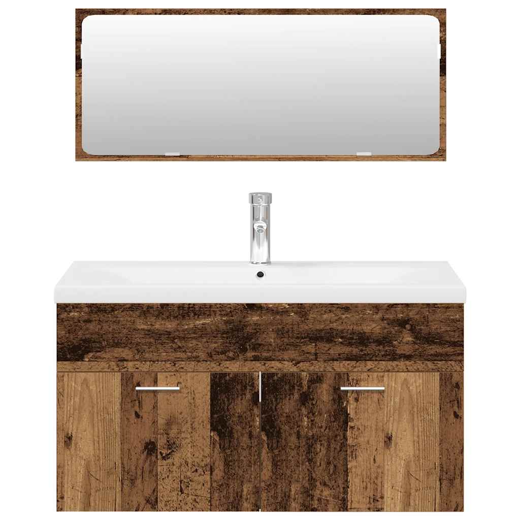 vidaXL 3 Piece Bathroom Furniture Set Old Wood Engineered Wood