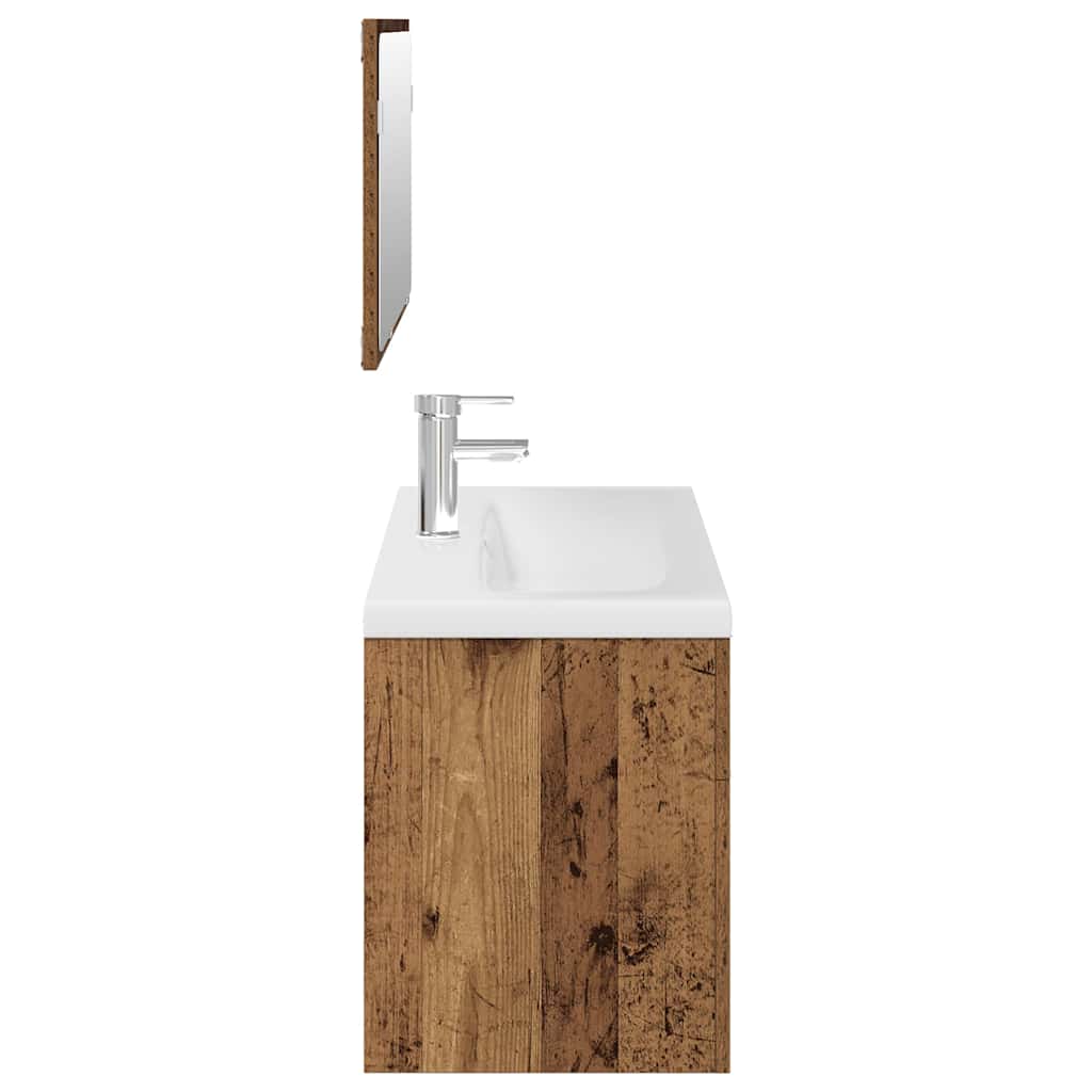 3 Piece Bathroom Furniture Set Old Wood Engineered Wood
