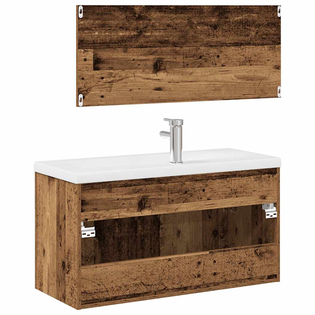 3 Piece Bathroom Furniture Set Old Wood Engineered Wood