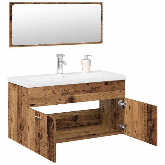 vidaXL 3 Piece Bathroom Furniture Set Old Wood Engineered Wood