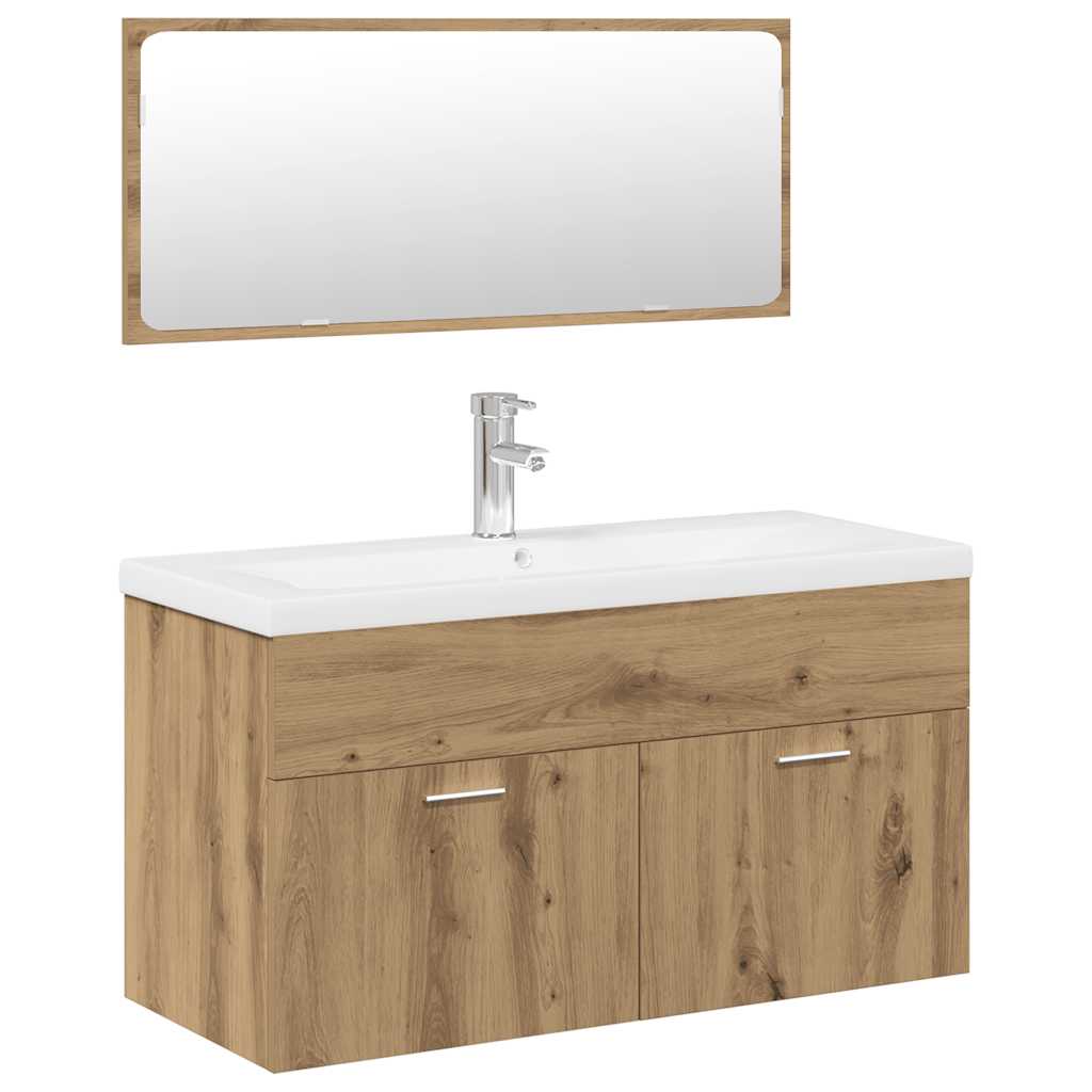 vidaXL 3 Piece Bathroom Furniture Set Artisan Oak Engineered Wood