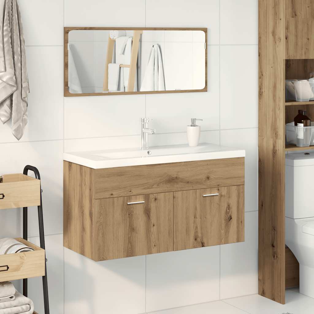 3 Piece Bathroom Furniture Set Artisan Oak Engineered Wood