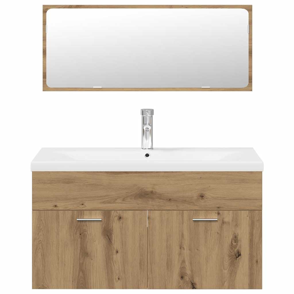 3 Piece Bathroom Furniture Set Artisan Oak Engineered Wood