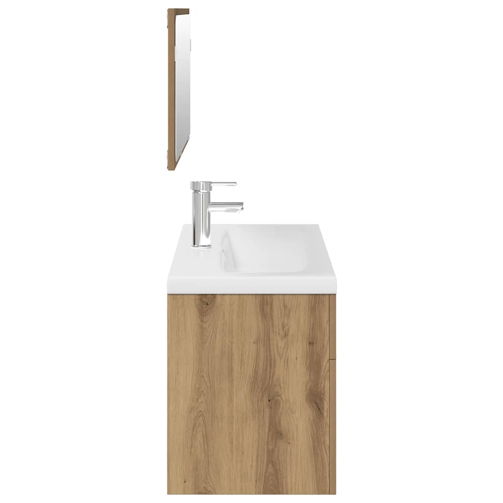 3 Piece Bathroom Furniture Set Artisan Oak Engineered Wood