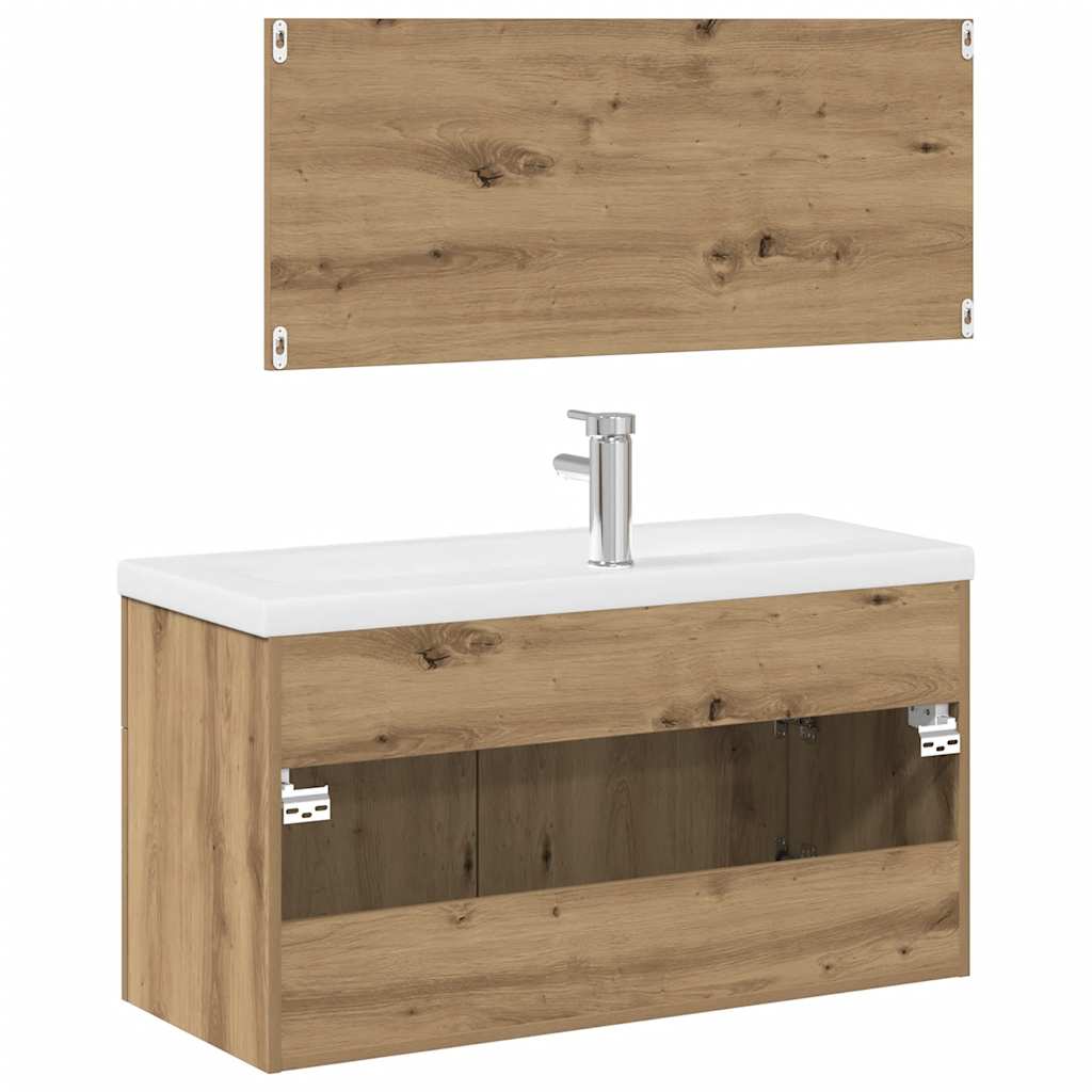3 Piece Bathroom Furniture Set Artisan Oak Engineered Wood