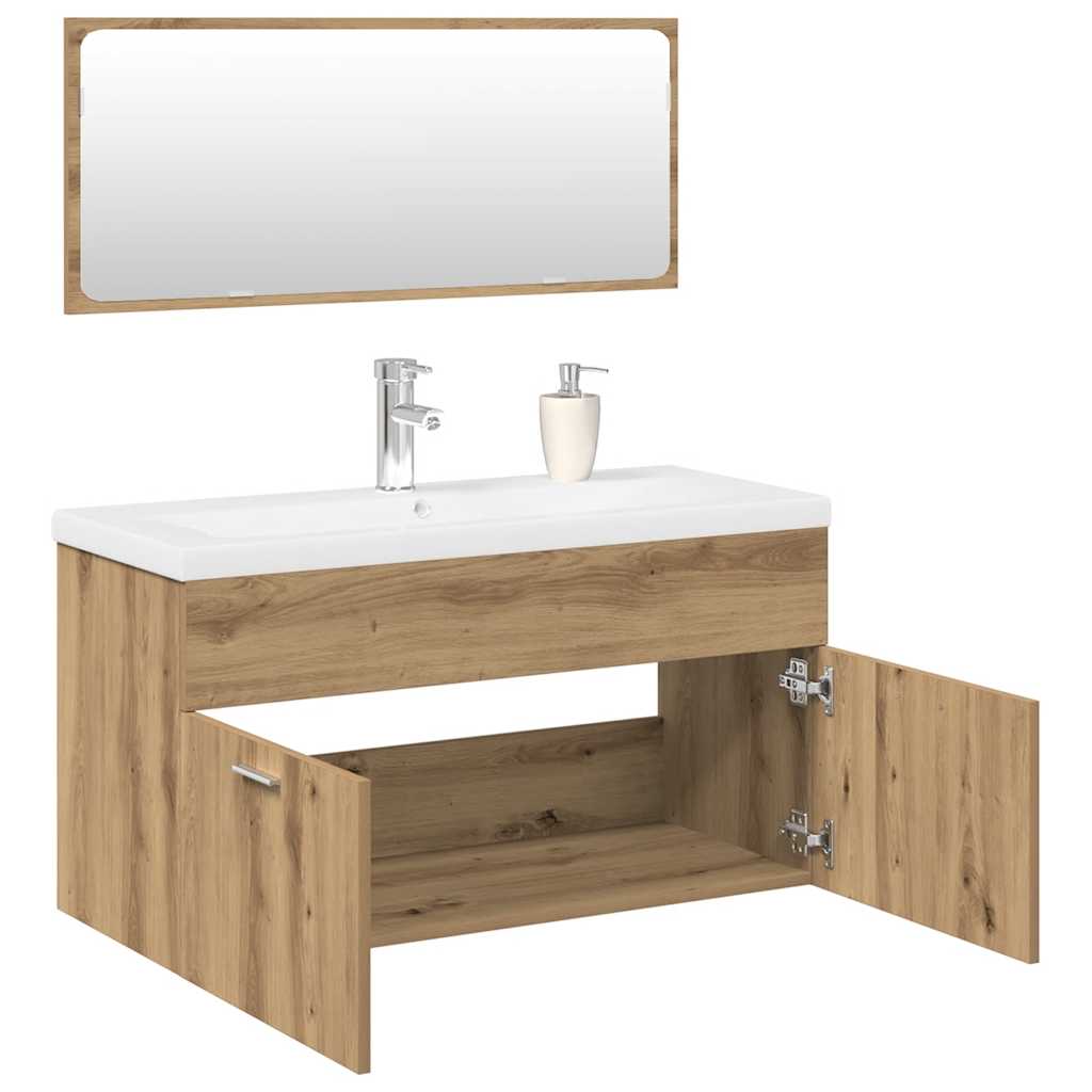 vidaXL 3 Piece Bathroom Furniture Set Artisan Oak Engineered Wood