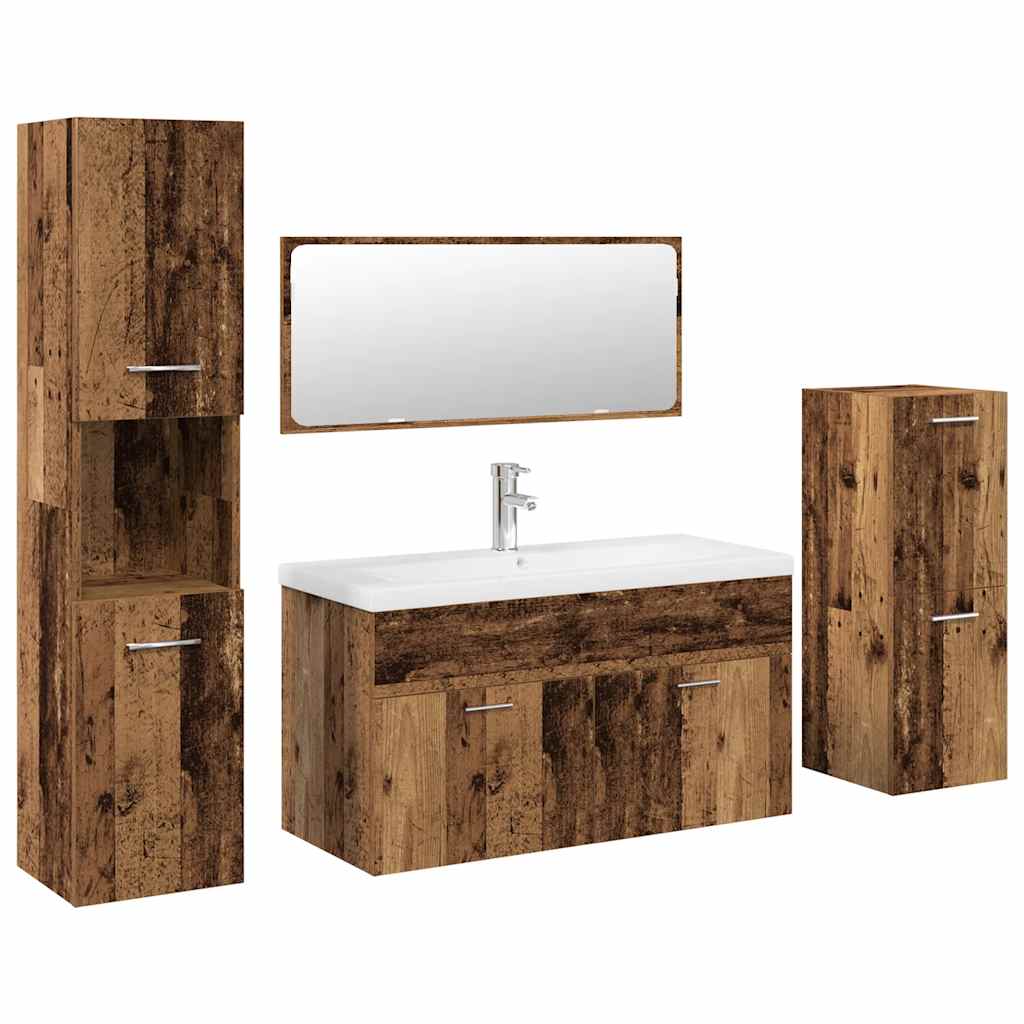 vidaXL 5 Piece Bathroom Furniture Set Old Wood Engineered Wood