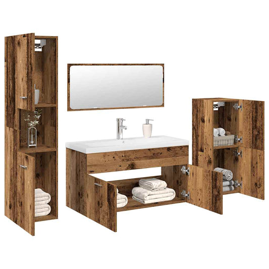 vidaXL 5 Piece Bathroom Furniture Set Old Wood Engineered Wood