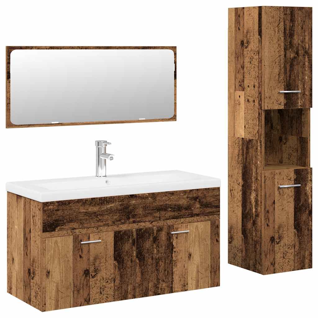 vidaXL 4 Piece Bathroom Furniture Set Old Wood Engineered Wood