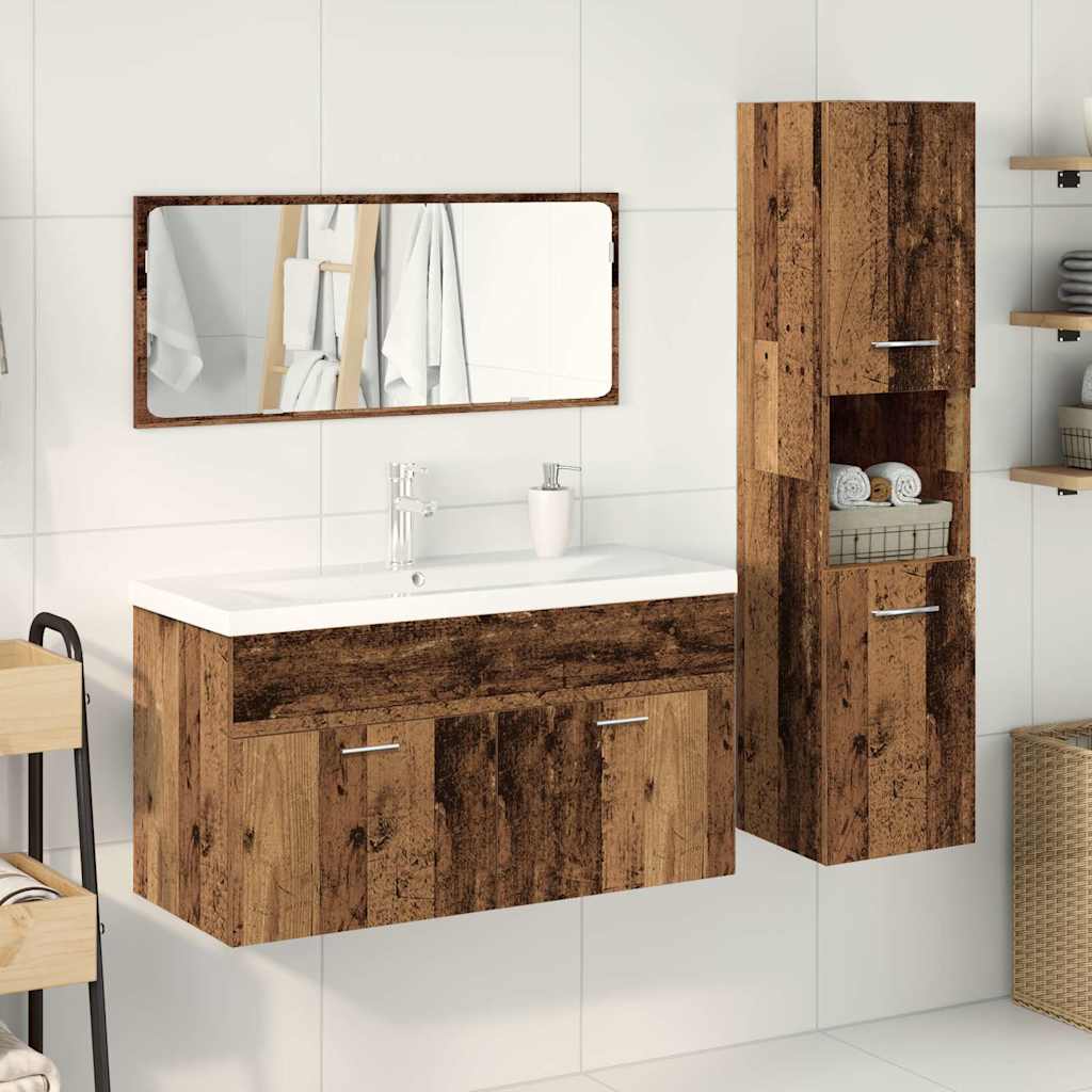 vidaXL 4 Piece Bathroom Furniture Set Old Wood Engineered Wood