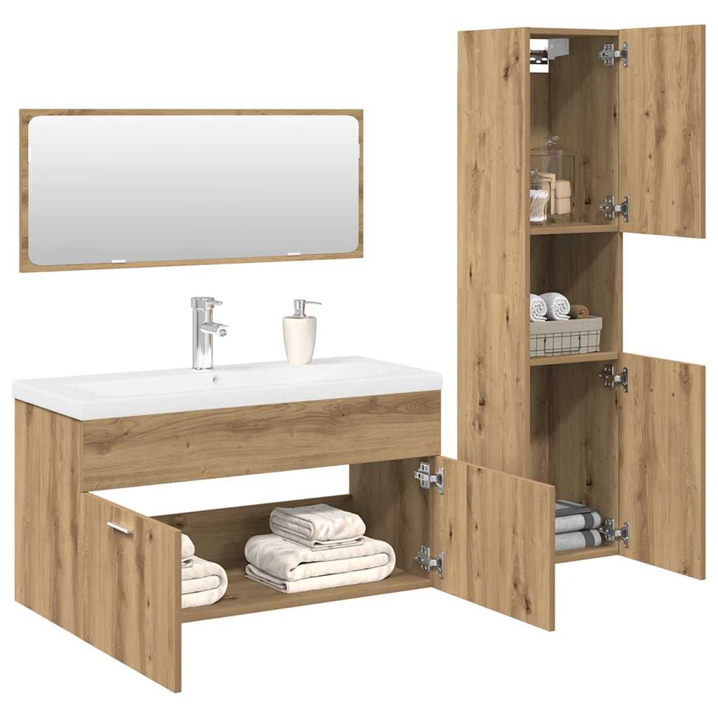 vidaXL 4 Piece Bathroom Furniture Set Artisan Oak Engineered Wood