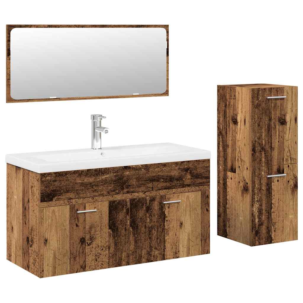 vidaXL 4 Piece Bathroom Furniture Set Old Wood Engineered Wood