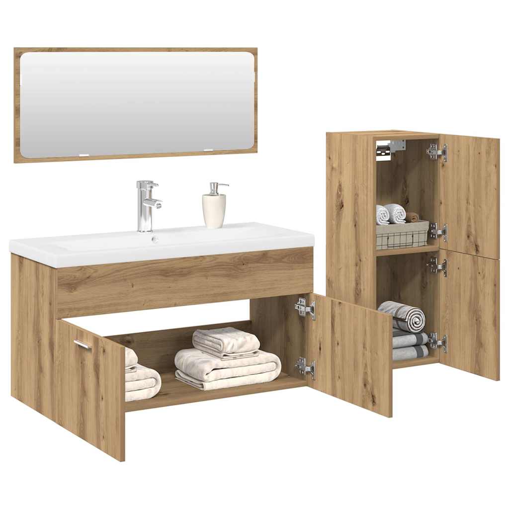 vidaXL 4 Piece Bathroom Furniture Set Artisan Oak Engineered Wood