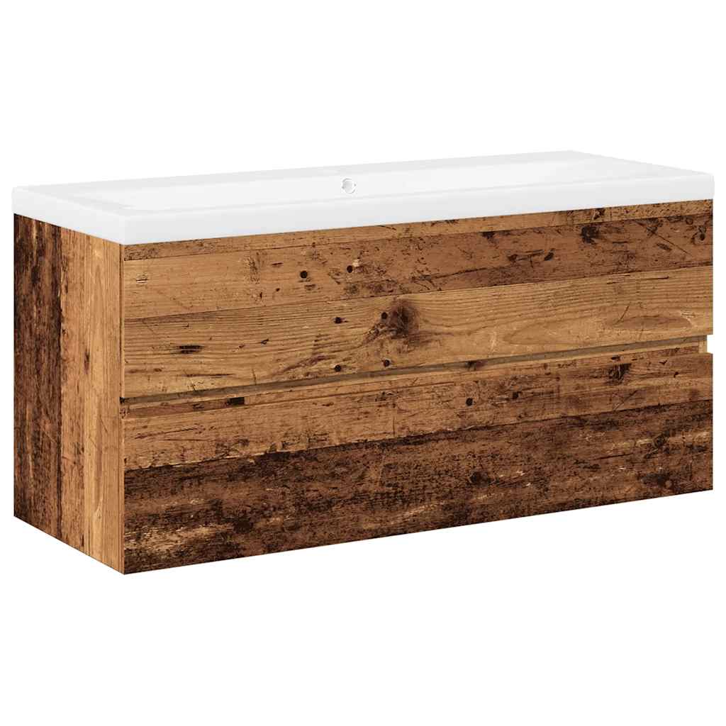 Sink Cabinet with Built-in Basin Old Wood