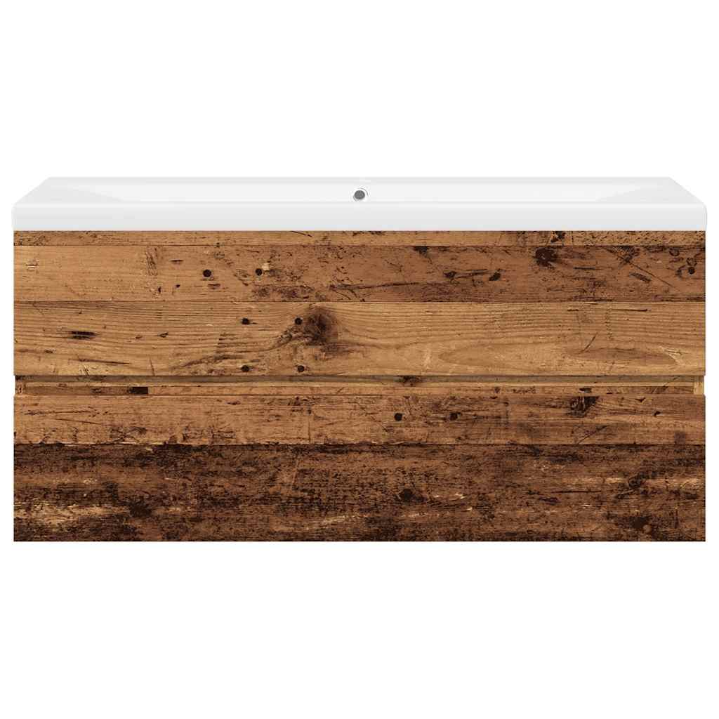 Sink Cabinet with Built-in Basin Old Wood
