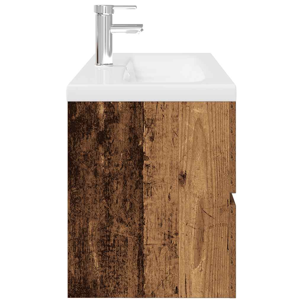 vidaXL Sink Cabinet with Built-in Basin and Faucet Old Wood