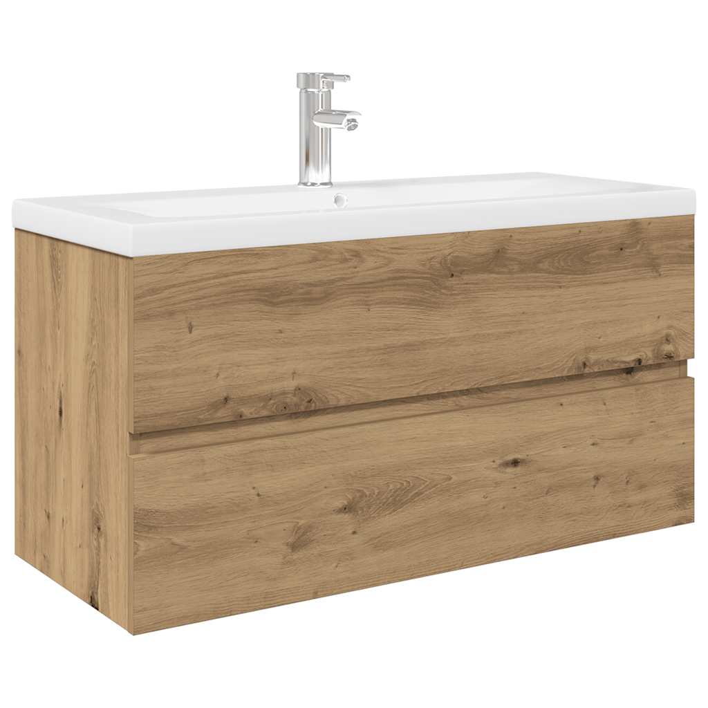 vidaXL Sink Cabinet with Built-in Basin and Faucet Artisan Oak