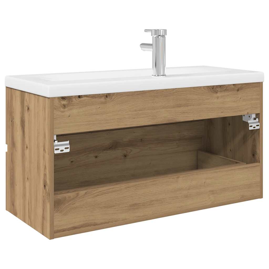 vidaXL Sink Cabinet with Built-in Basin and Faucet Artisan Oak