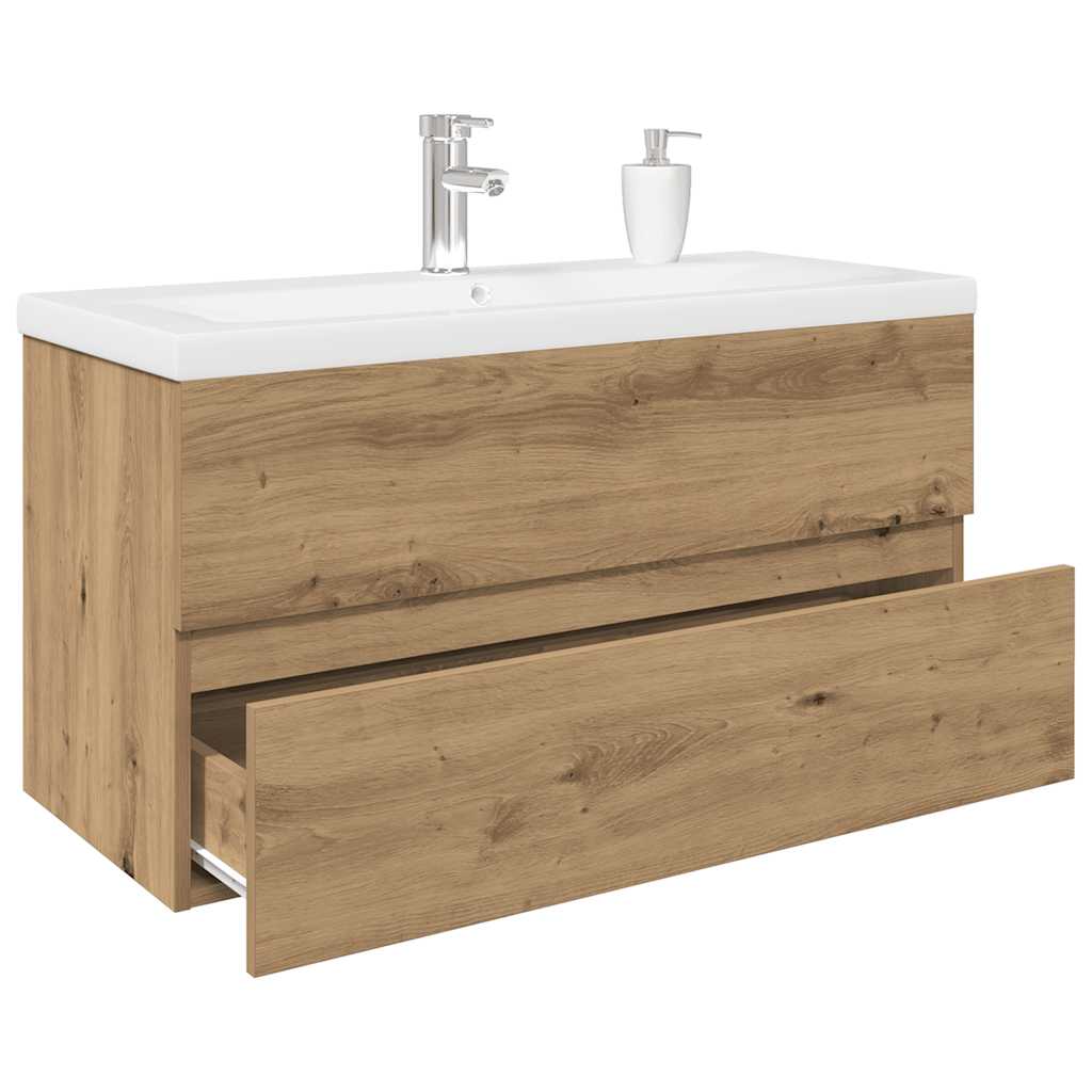 vidaXL Sink Cabinet with Built-in Basin and Faucet Artisan Oak