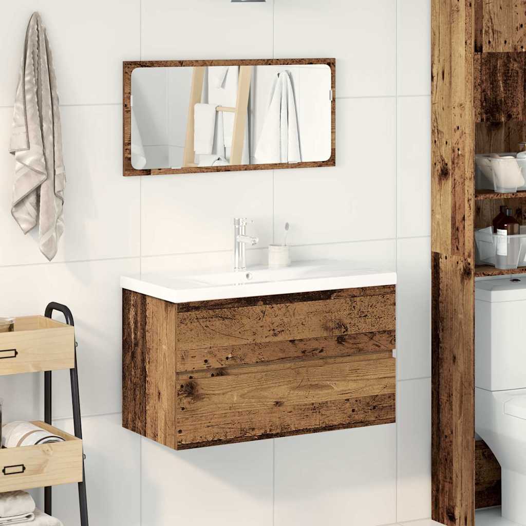 vidaXL 3 Piece Bathroom Furniture Set Old Wood Engineered Wood