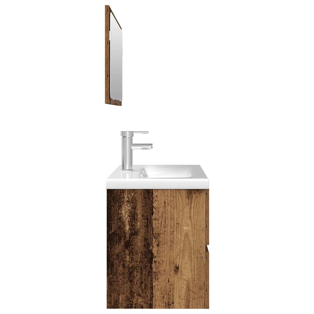 3 Piece Bathroom Furniture Set Old Wood Engineered Wood