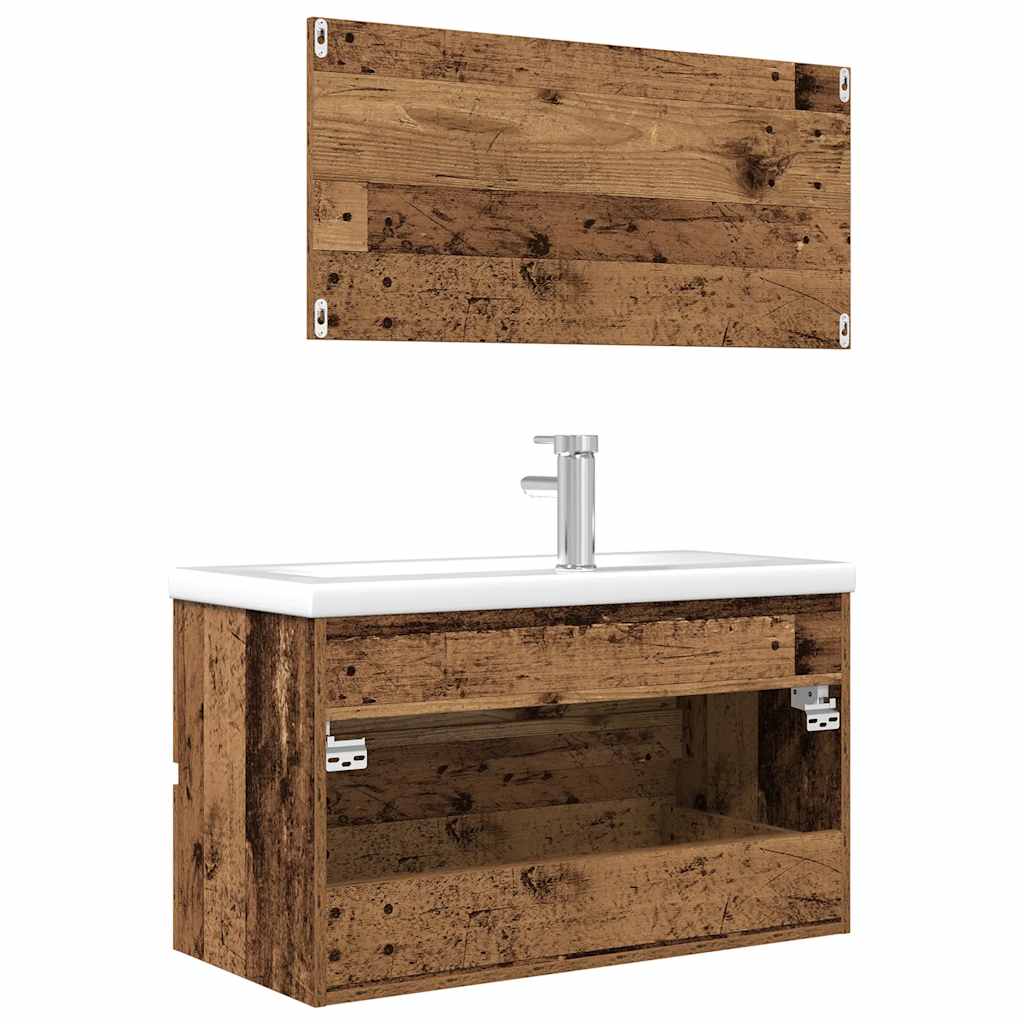 vidaXL 3 Piece Bathroom Furniture Set Old Wood Engineered Wood